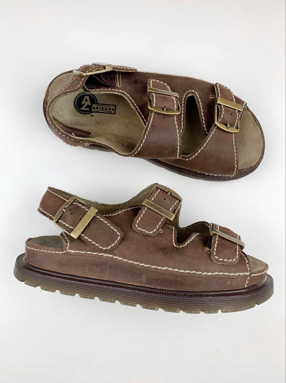 Vintage Arizona Jean Co Chunky Sandals Brown Leather Strappy Y2K Men's 7